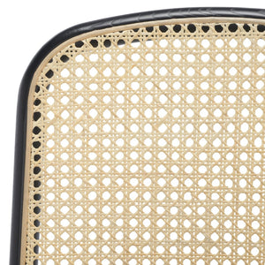 Safavieh ANNMARIE RATTAN BACK DINING CHAIR - Timeless Design with Solid Ash Frame for Effortless Style & Comfort Black / Natural SFV4129A-SET2