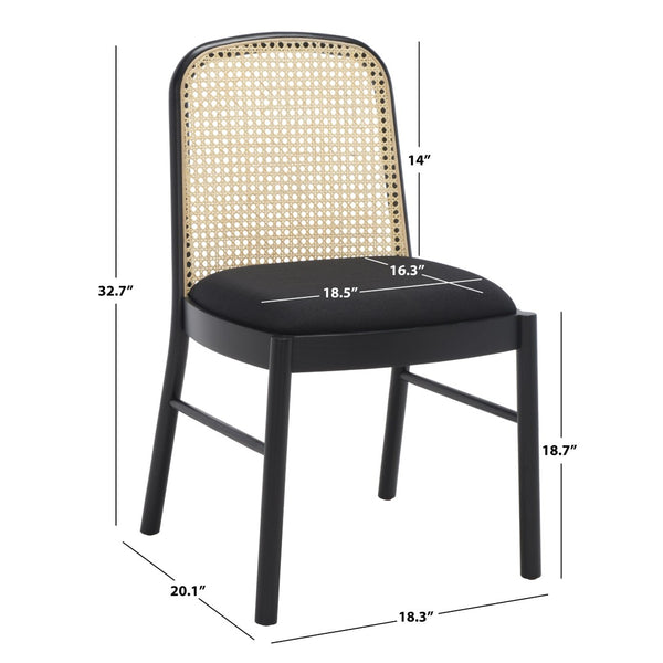 Safavieh ANNMARIE RATTAN BACK DINING CHAIR - Timeless Design with Solid Ash Frame for Effortless Style & Comfort Black / Natural SFV4129A-SET2