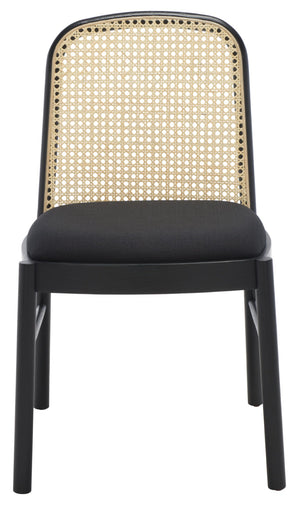 Safavieh ANNMARIE RATTAN BACK DINING CHAIR - Timeless Design with Solid Ash Frame for Effortless Style & Comfort Black / Natural SFV4129A-SET2
