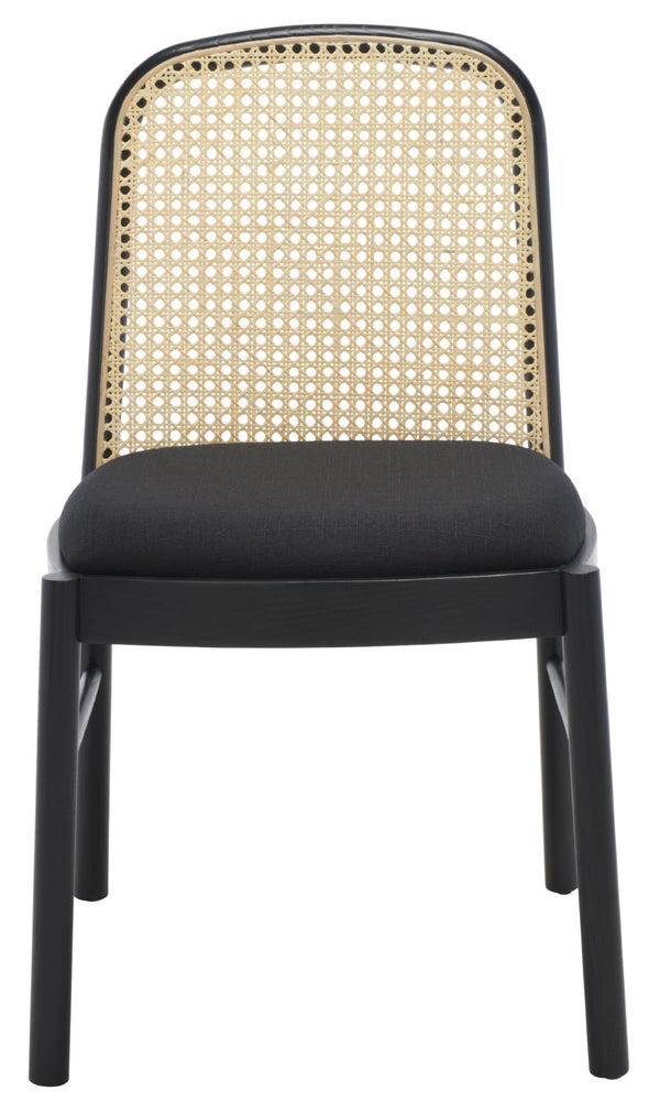 Safavieh ANNMARIE RATTAN BACK DINING CHAIR - Timeless Design with Solid Ash Frame for Effortless Style & Comfort Black / Natural SFV4129A-SET2