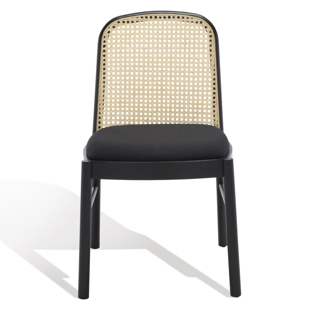 Safavieh ANNMARIE RATTAN BACK DINING CHAIR - Timeless Design with Solid Ash Frame for Effortless Style & Comfort Black / Natural SFV4129A-SET2