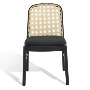 Safavieh ANNMARIE RATTAN BACK DINING CHAIR - Timeless Design with Solid Ash Frame for Effortless Style & Comfort Black / Natural SFV4129A-SET2