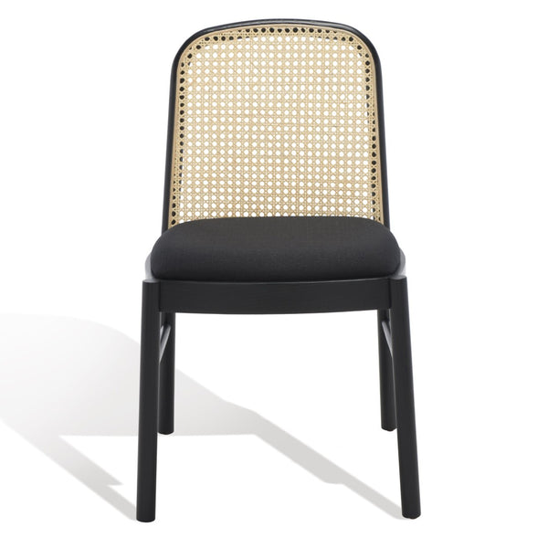 Safavieh ANNMARIE RATTAN BACK DINING CHAIR - Timeless Design with Solid Ash Frame for Effortless Style & Comfort Black / Natural SFV4129A-SET2