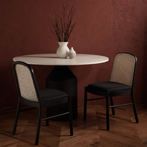 Safavieh ANNMARIE RATTAN BACK DINING CHAIR - Timeless Design with Solid Ash Frame for Effortless Style & Comfort Black / Natural SFV4129A-SET2