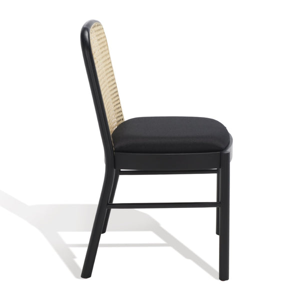 Safavieh ANNMARIE RATTAN BACK DINING CHAIR - Timeless Design with Solid Ash Frame for Effortless Style & Comfort Black / Natural SFV4129A-SET2