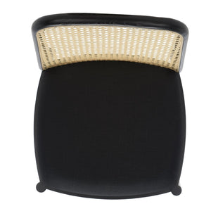 Safavieh ANNMARIE RATTAN BACK DINING CHAIR - Timeless Design with Solid Ash Frame for Effortless Style & Comfort Black / Natural SFV4129A-SET2