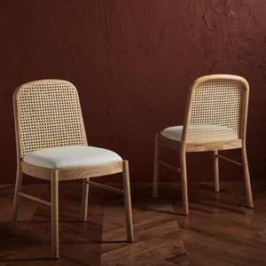 Safavieh ANNMARIE RATTAN BACK DINING CHAIR - Timeless Design with Solid Ash Frame for Effortless Style & Comfort Natural SFV4129B-SET2