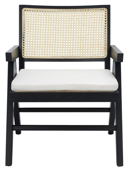 Safavieh Colette Rattan Accent Chair Black / Natural Wood / Rattan / Fabric SFV4135A