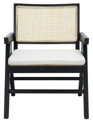 Safavieh Colette Rattan Accent Chair Black / Natural Wood / Rattan / Fabric SFV4135A