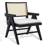 Safavieh Colette Rattan Accent Chair Black / Natural Wood / Rattan / Fabric SFV4135A