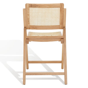 Safavieh DESIREE Elegant Folding Dining Chair - Handcrafted Solid Ash Wood with Rattan Mesh for Versatile Use Natural SFV4137B-SET2