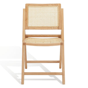 Safavieh DESIREE Elegant Folding Dining Chair - Handcrafted Solid Ash Wood with Rattan Mesh for Versatile Use Natural SFV4137B-SET2