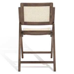 Safavieh DESIREE Elegant Folding Dining Chair - Handcrafted Solid Ash Wood with Rattan Mesh for Versatile Use Walnut / Natural SFV4137D-SET2