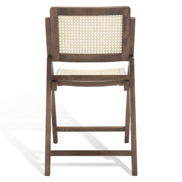 Safavieh DESIREE Elegant Folding Dining Chair - Handcrafted Solid Ash Wood with Rattan Mesh for Versatile Use Walnut / Natural SFV4137D-SET2