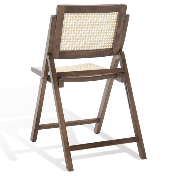 Safavieh DESIREE Elegant Folding Dining Chair - Handcrafted Solid Ash Wood with Rattan Mesh for Versatile Use Walnut / Natural SFV4137D-SET2