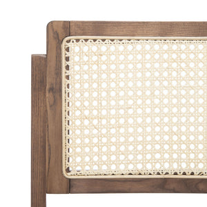 Safavieh DESIREE Elegant Folding Dining Chair - Handcrafted Solid Ash Wood with Rattan Mesh for Versatile Use Walnut / Natural SFV4137D-SET2