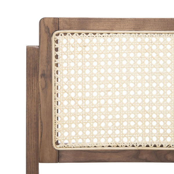 Safavieh DESIREE Elegant Folding Dining Chair - Handcrafted Solid Ash Wood with Rattan Mesh for Versatile Use Walnut / Natural SFV4137D-SET2