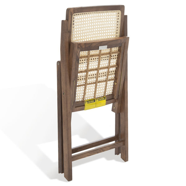 Safavieh DESIREE Elegant Folding Dining Chair - Handcrafted Solid Ash Wood with Rattan Mesh for Versatile Use Walnut / Natural SFV4137D-SET2