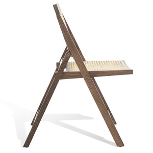 Safavieh DESIREE Elegant Folding Dining Chair - Handcrafted Solid Ash Wood with Rattan Mesh for Versatile Use Walnut / Natural SFV4137D-SET2