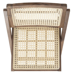 Safavieh DESIREE Elegant Folding Dining Chair - Handcrafted Solid Ash Wood with Rattan Mesh for Versatile Use Walnut / Natural SFV4137D-SET2