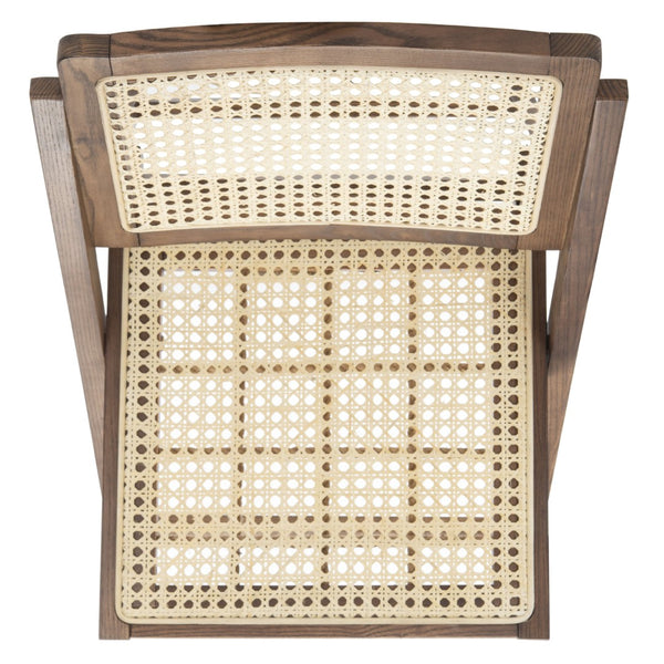 Safavieh DESIREE Elegant Folding Dining Chair - Handcrafted Solid Ash Wood with Rattan Mesh for Versatile Use Walnut / Natural SFV4137D-SET2