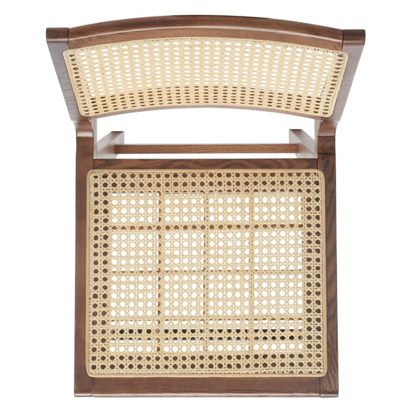 Safavieh HATTIE French Cane Barstool - Modern Rattan Design for Stylish Dining Spaces and Casual Gatherings Walnut / Natural SFV4140D