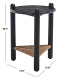 Safavieh Macianna Woven Shelf Accent Table XII23 Black Wood / Woven Cord / Marble SFV4145A-2BX