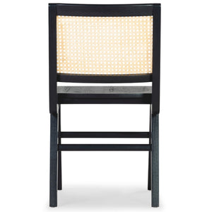 Safavieh HATTIE French Cane Dining Chair - Elegant Black Ash Frame with Stylish Rattan Weave Backrest Black / Natural SFV4153A-SET2