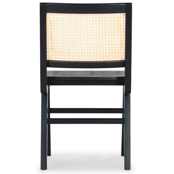 Safavieh HATTIE French Cane Dining Chair - Elegant Black Ash Frame with Stylish Rattan Weave Backrest Black / Natural SFV4153A-SET2