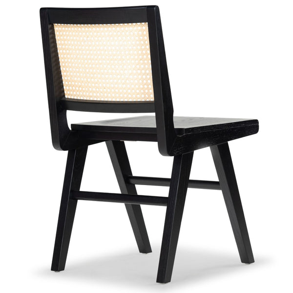 Safavieh HATTIE French Cane Dining Chair - Elegant Black Ash Frame with Stylish Rattan Weave Backrest Black / Natural SFV4153A-SET2