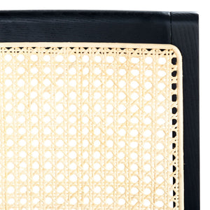 Safavieh HATTIE French Cane Dining Chair - Elegant Black Ash Frame with Stylish Rattan Weave Backrest Black / Natural SFV4153A-SET2