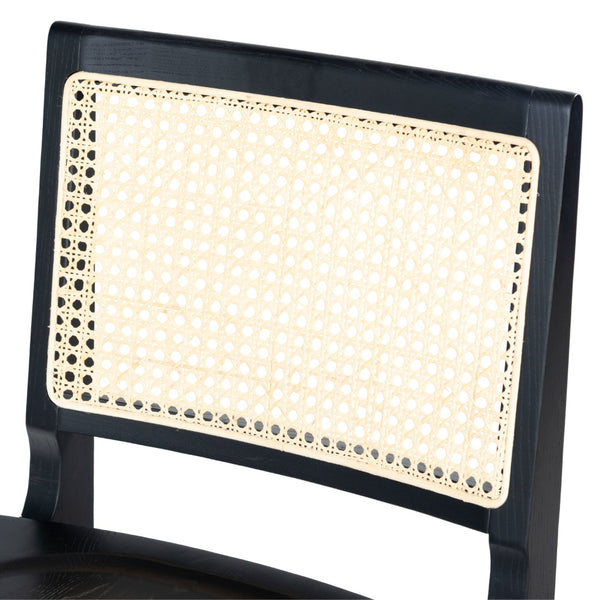 Safavieh HATTIE French Cane Dining Chair - Elegant Black Ash Frame with Stylish Rattan Weave Backrest Black / Natural SFV4153A-SET2