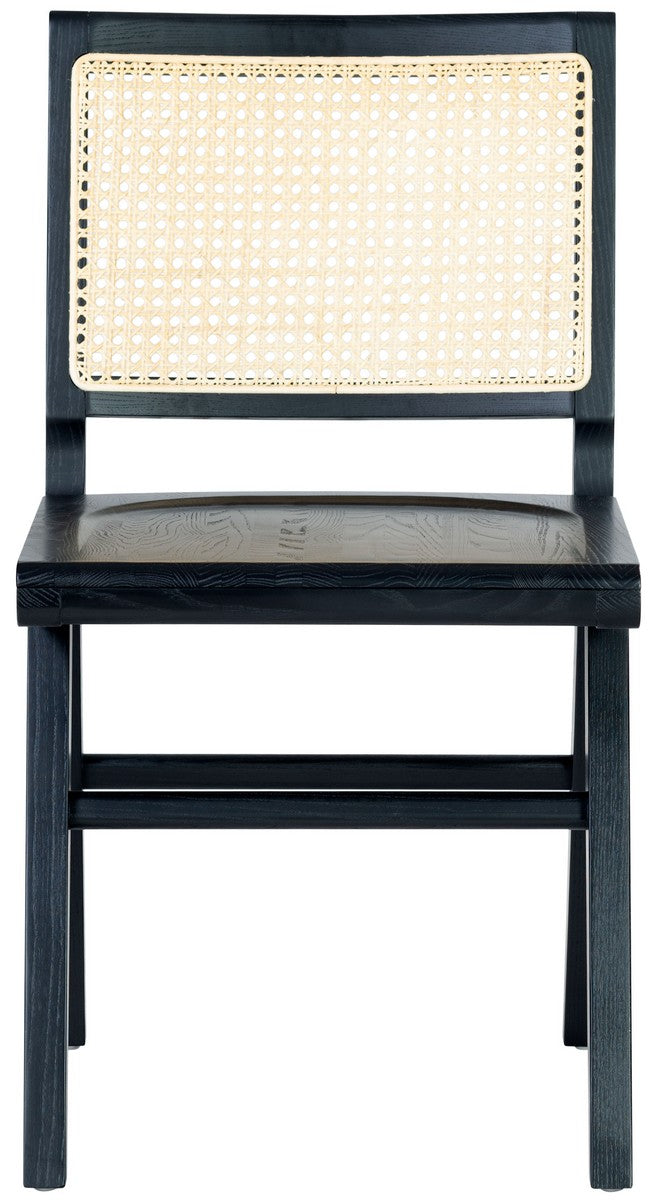 Safavieh Hattie French Cane Wood Seat Dining Chair Black / Natural Wood / Rattan SFV4153A-SET2