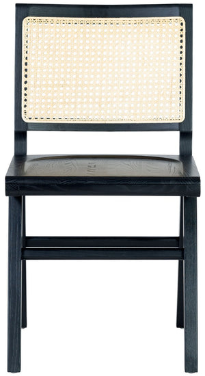 Safavieh Hattie French Cane Wood Seat Dining Chair Black / Natural Wood / Rattan SFV4153A-SET2