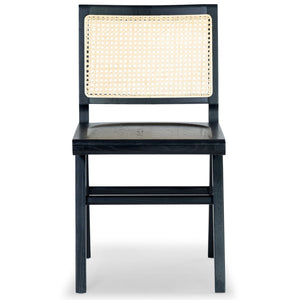 Safavieh HATTIE French Cane Dining Chair - Elegant Black Ash Frame with Stylish Rattan Weave Backrest Black / Natural SFV4153A-SET2
