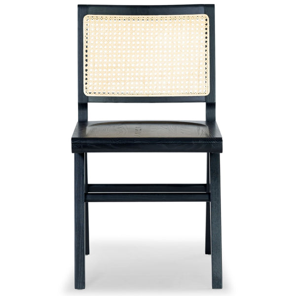 Safavieh HATTIE French Cane Dining Chair - Elegant Black Ash Frame with Stylish Rattan Weave Backrest Black / Natural SFV4153A-SET2