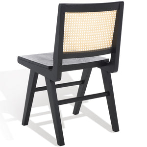 Safavieh Hattie French Cane Wood Seat Dining Chair Black / Natural Wood / Rattan SFV4153A-SET2