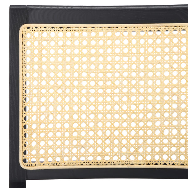 Safavieh Hattie French Cane Wood Seat Dining Chair Black / Natural Wood / Rattan SFV4153A-SET2