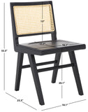Safavieh Hattie French Cane Wood Seat Dining Chair Black / Natural Wood / Rattan SFV4153A-SET2
