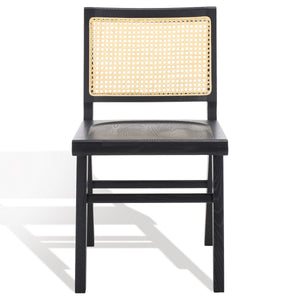 Safavieh Hattie French Cane Wood Seat Dining Chair Black / Natural Wood / Rattan SFV4153A-SET2