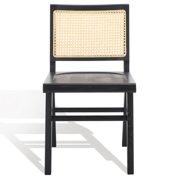 Safavieh Hattie French Cane Wood Seat Dining Chair Black / Natural Wood / Rattan SFV4153A-SET2