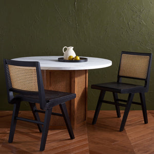 Safavieh Hattie French Cane Wood Seat Dining Chair Black / Natural Wood / Rattan SFV4153A-SET2