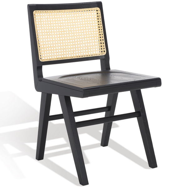 Safavieh Hattie French Cane Wood Seat Dining Chair Black / Natural Wood / Rattan SFV4153A-SET2