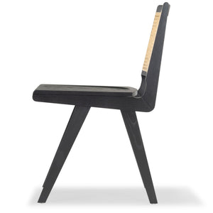 Safavieh HATTIE French Cane Dining Chair - Elegant Black Ash Frame with Stylish Rattan Weave Backrest Black / Natural SFV4153A-SET2