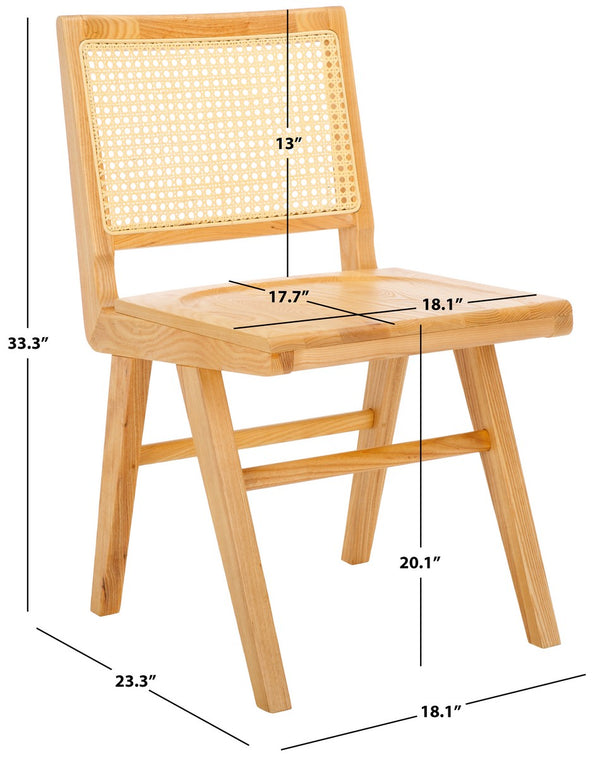 Safavieh Hattie French Cane Wood Seat Dining Chair Natural Wood / Rattan SFV4153B-SET2
