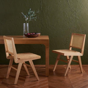 Safavieh Hattie French Cane Wood Seat Dining Chair Natural Wood / Rattan SFV4153B-SET2