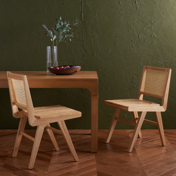 Safavieh Hattie French Cane Wood Seat Dining Chair Natural Wood / Rattan SFV4153B-SET2
