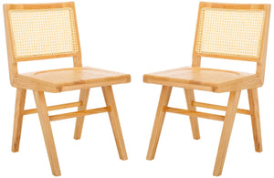 Safavieh Hattie French Cane Wood Seat Dining Chair Natural Wood / Rattan SFV4153B-SET2