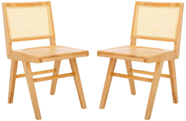 Safavieh Hattie French Cane Wood Seat Dining Chair Natural Wood / Rattan SFV4153B-SET2