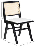 Safavieh Hattie French Cane Cushion Seat Dining Chair Black / Natural Wood / Rattan / Fabric / Foam SFV4154A-SET2